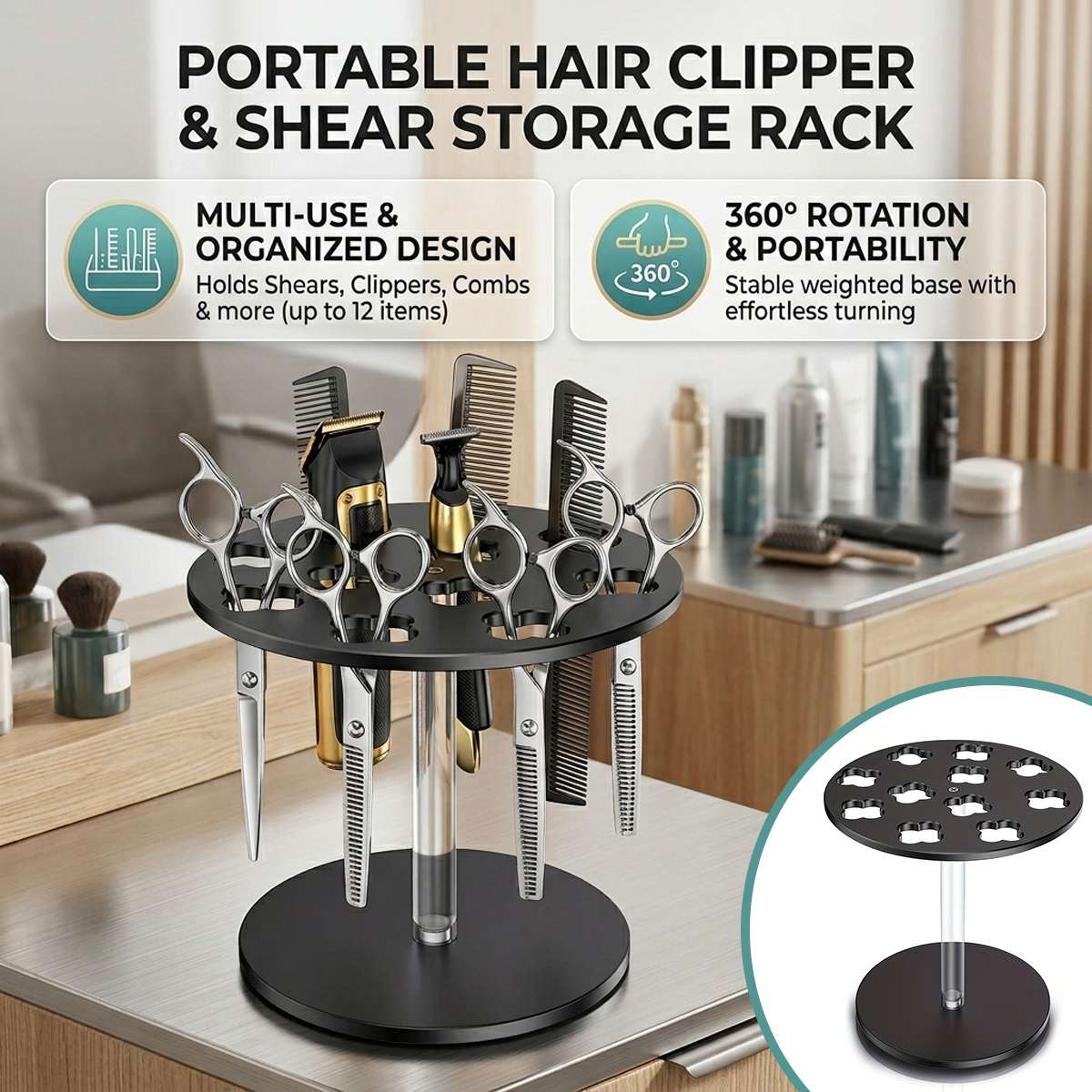Acrylic Scissors Holder - Salon Hair Clipper Storage Rack