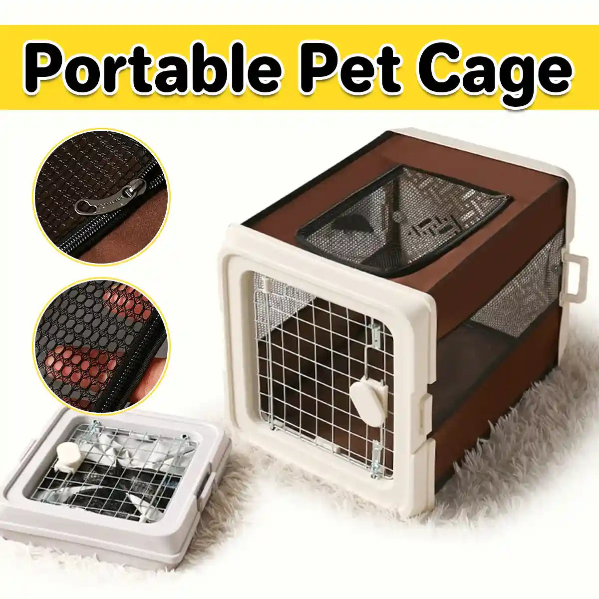 Portable Pet Carrier Foldable Breathable Travel Cage