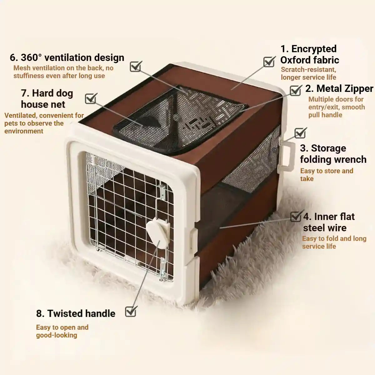 Portable Pet Carrier Foldable Breathable Travel Cage
