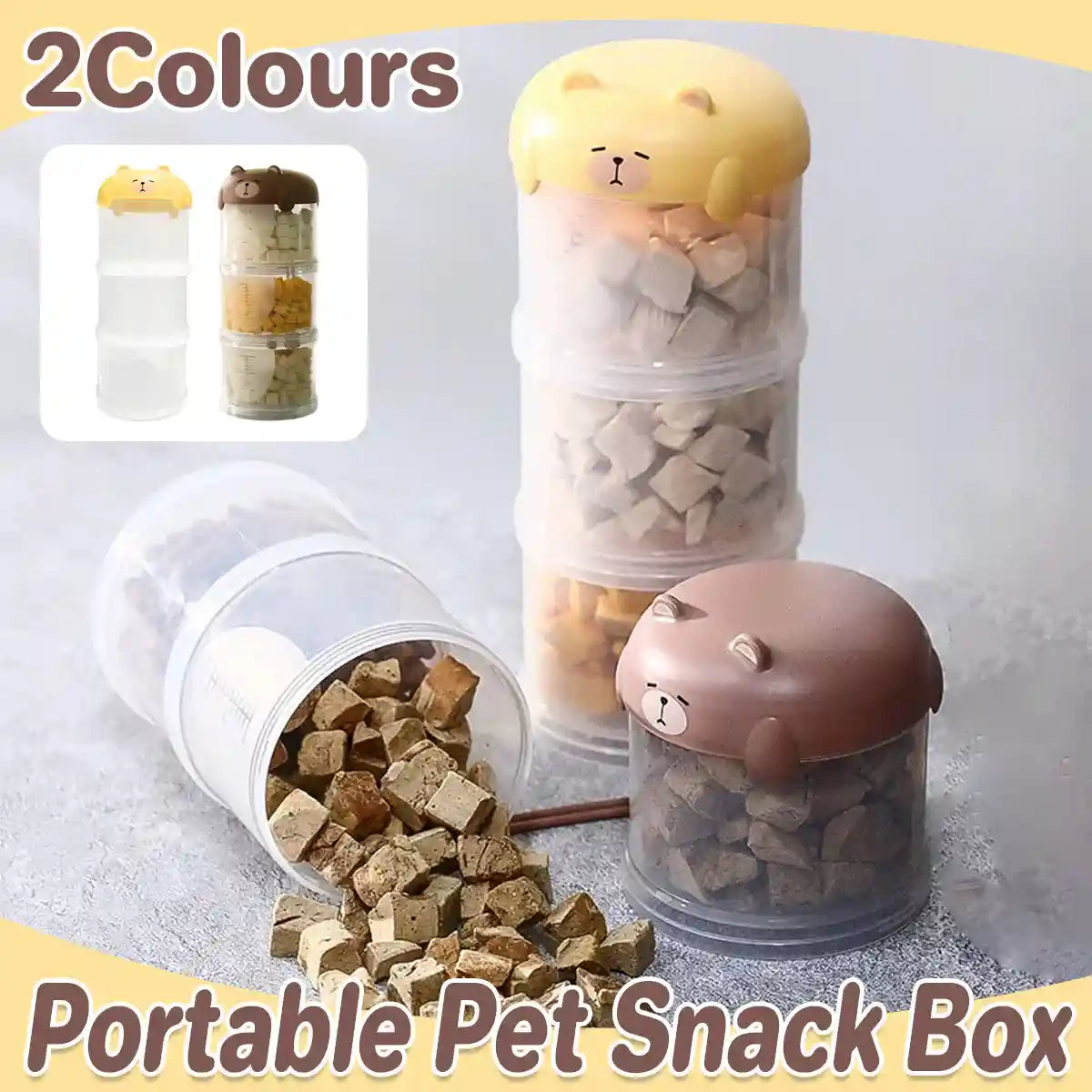 Portable Pet Snack Box Stackable Pet Food Storage Jar – 3 Tier