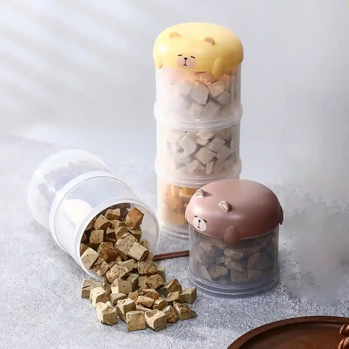 Portable Pet Snack Box Stackable Pet Food Storage Jar – 3 Tier