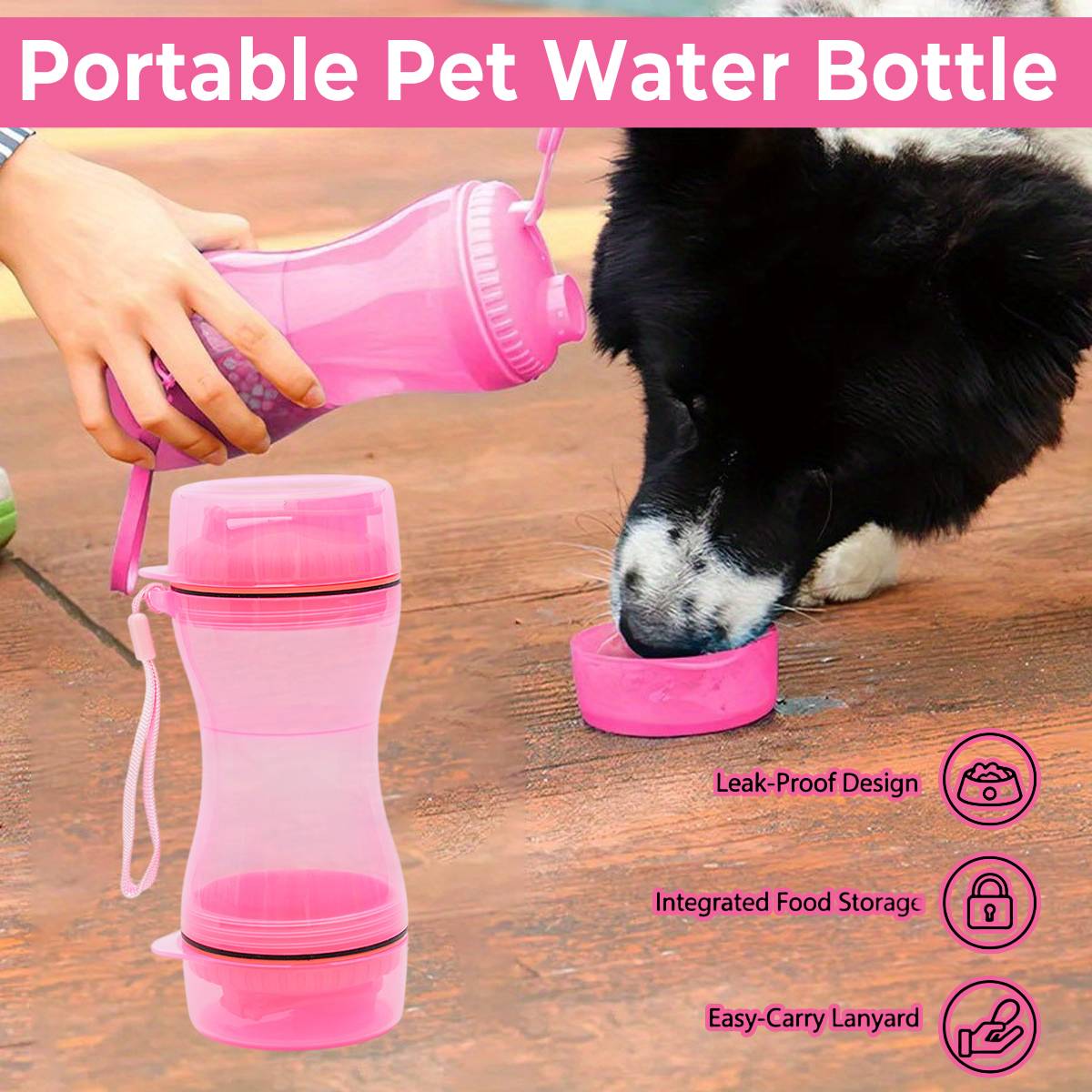 2-in-1 Portable Pet Water & Food Bottle