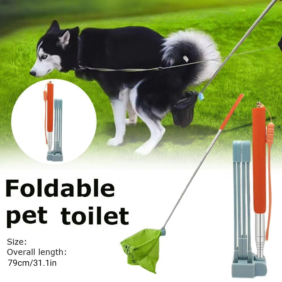 Telescopic Dog Poop Scooper Long Handle Adjustable Waste Picker