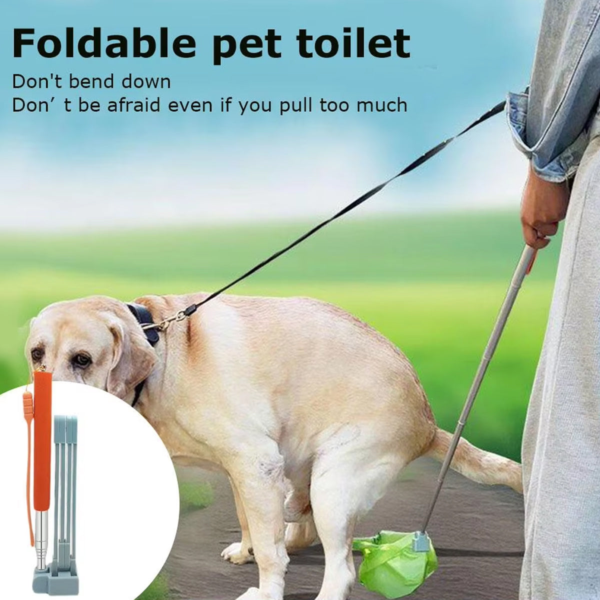 Telescopic Dog Poop Scooper Long Handle Adjustable Waste Picker