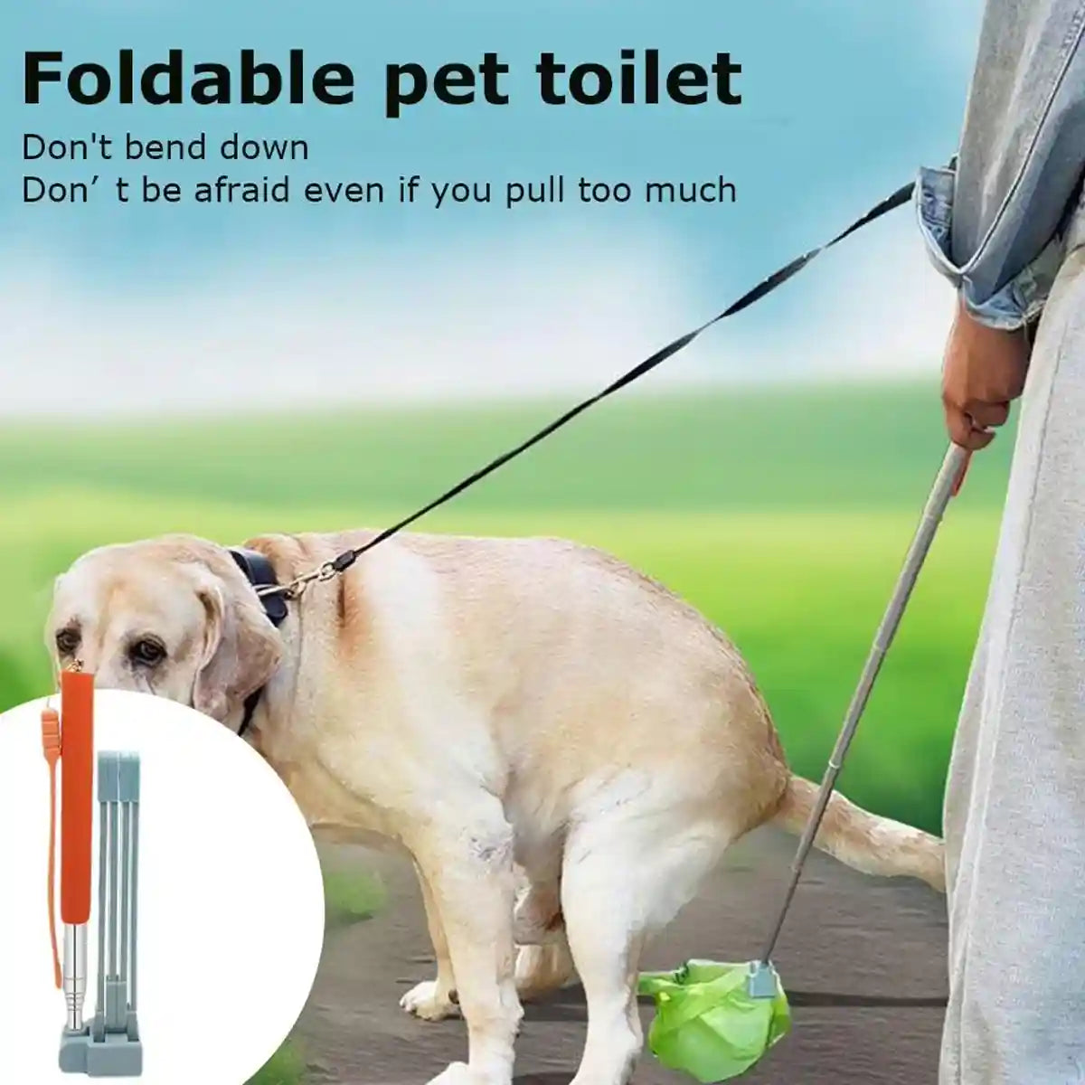 Telescopic Dog Poop Scooper Long Handle Adjustable Waste Picker