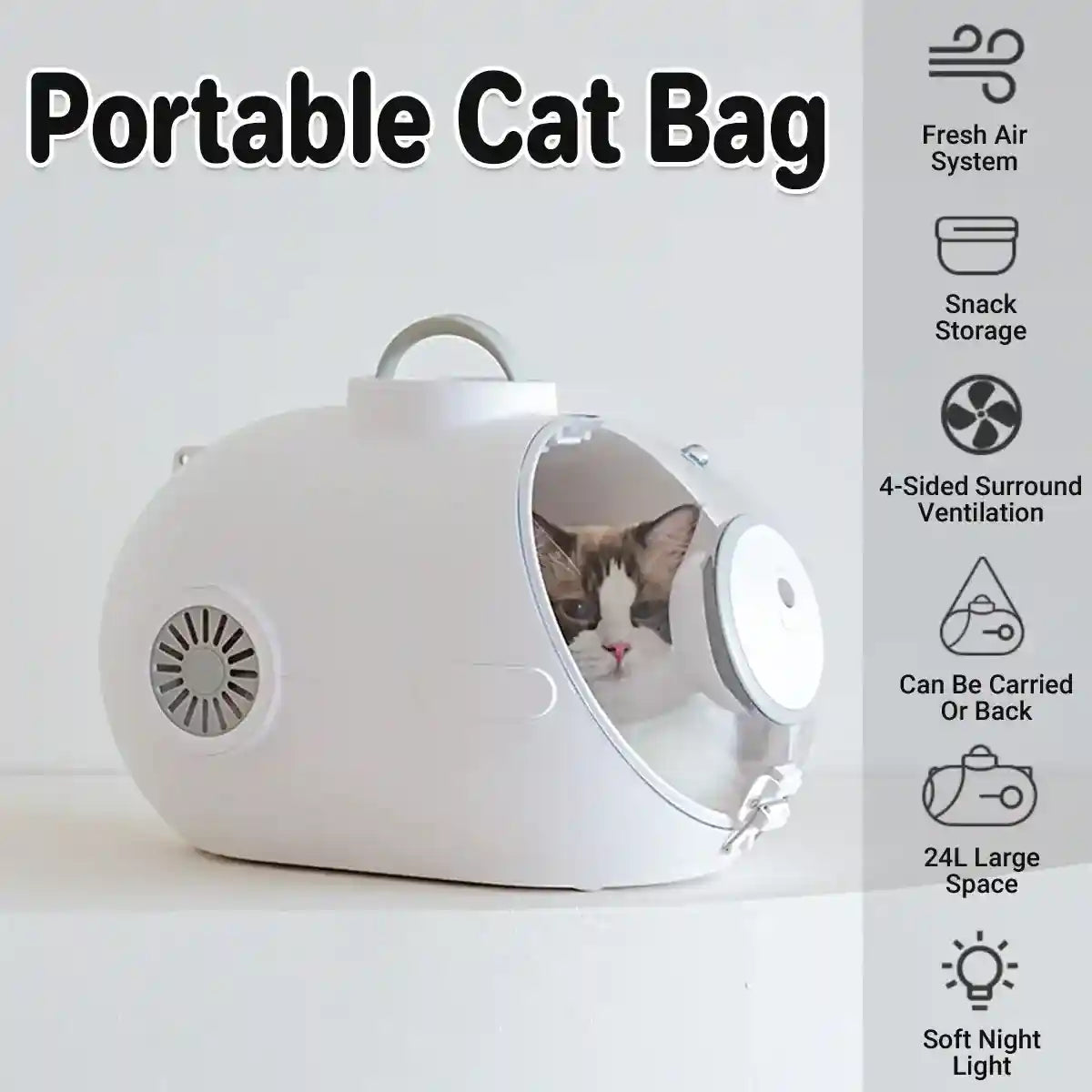 Portable Pet Carrier Bag With Built-In Fan & Ventilation System
