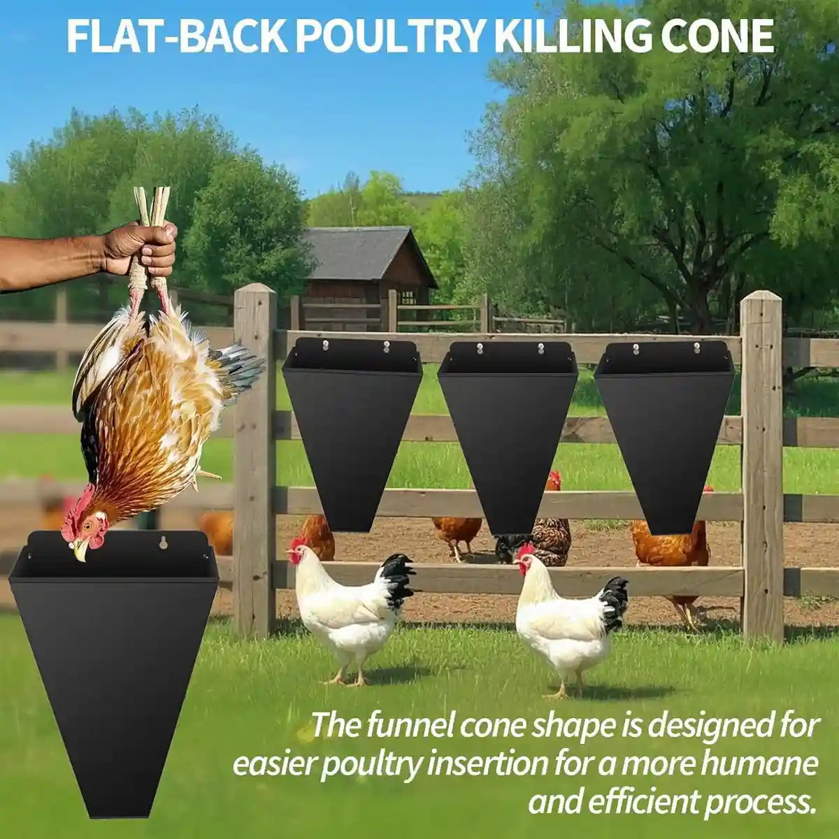 Iron Poultry Cone Flat Back Funnel For Chicken Processing