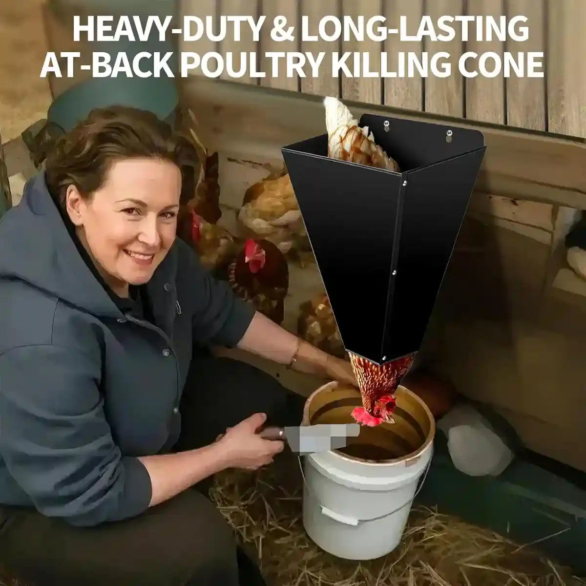 Iron Poultry Cone Flat Back Funnel For Chicken Processing