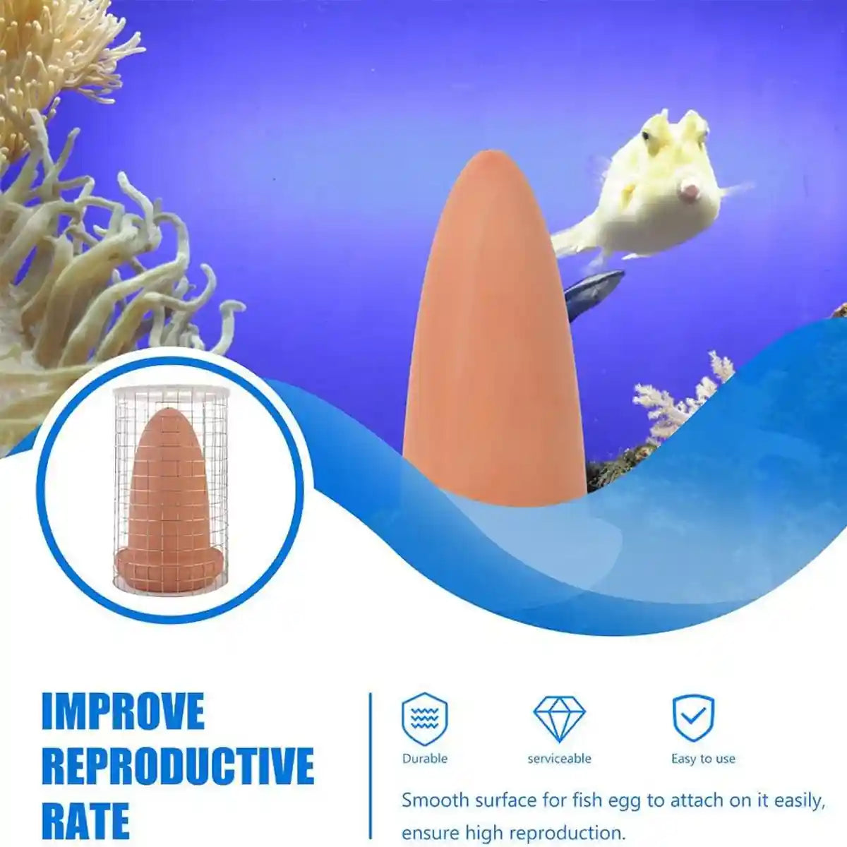 Discus Breeding Cone Clay Spawning Cone With Protective Guard For Aquarium Fish