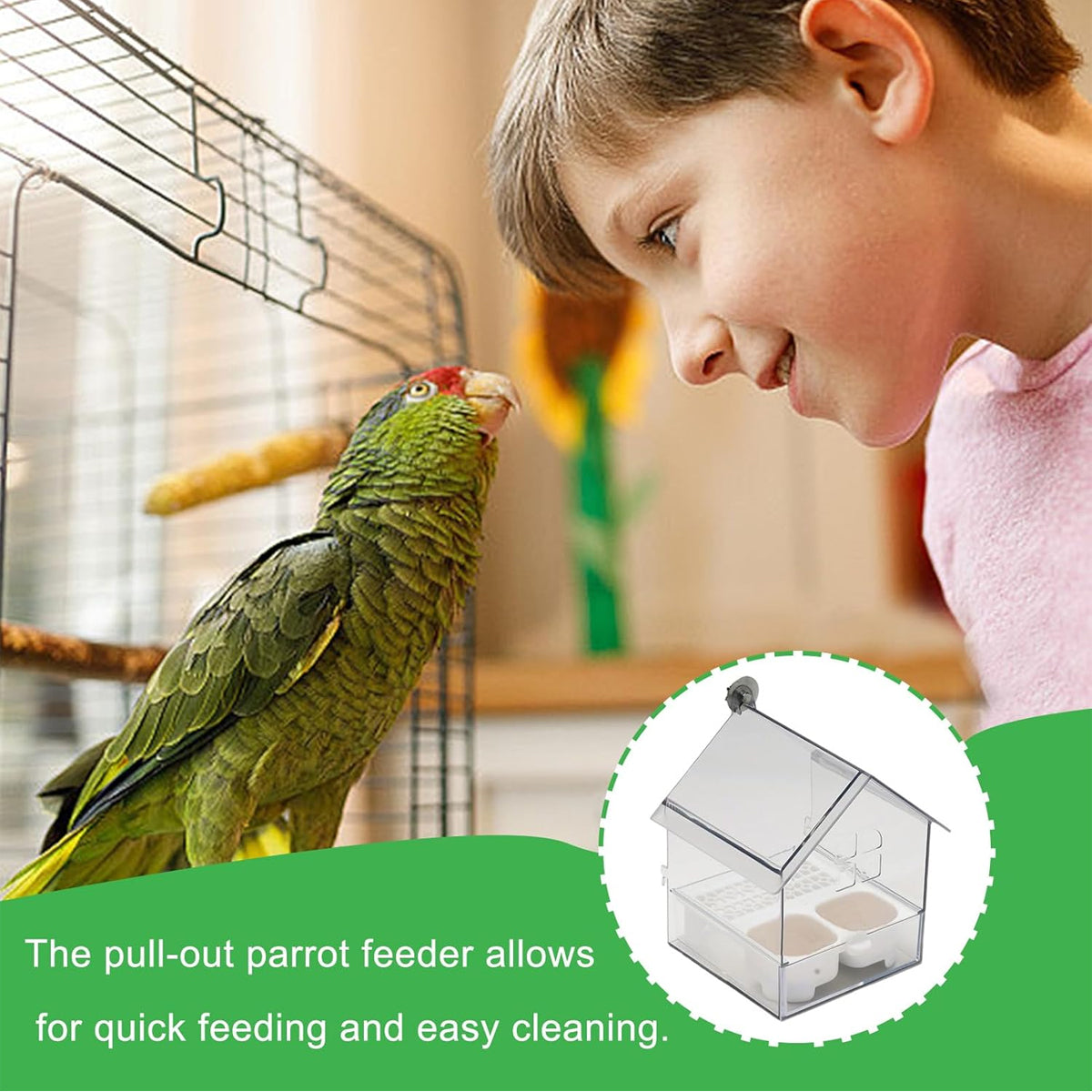 Pull-Out External Parrot Feeder