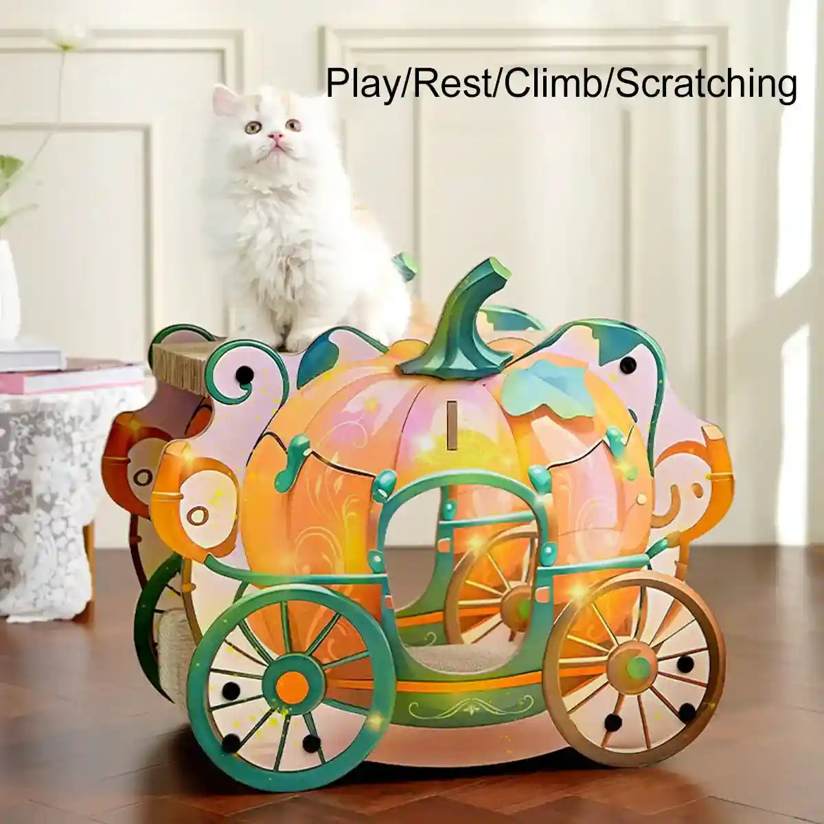 Pumpkin Cart Cat Nest for Multi-Cat Homes Scratching & Climbing Bed