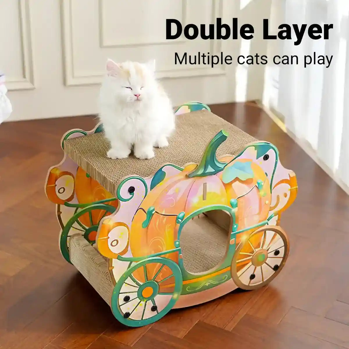 Pumpkin Cart Cat Nest for Multi-Cat Homes Scratching & Climbing Bed