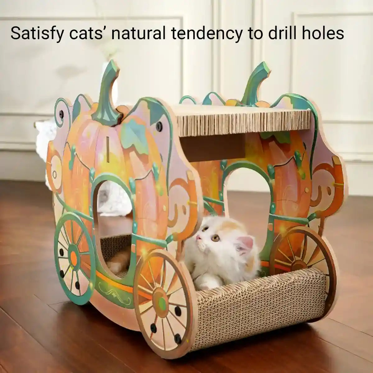 Pumpkin Cart Cat Nest for Multi-Cat Homes Scratching & Climbing Bed