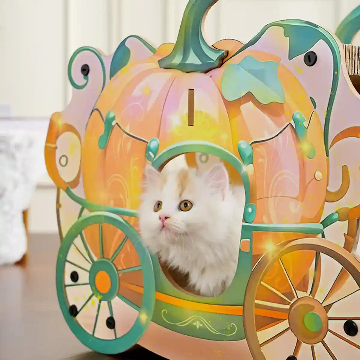 Pumpkin Cart Cat Nest for Multi-Cat Homes Scratching & Climbing Bed