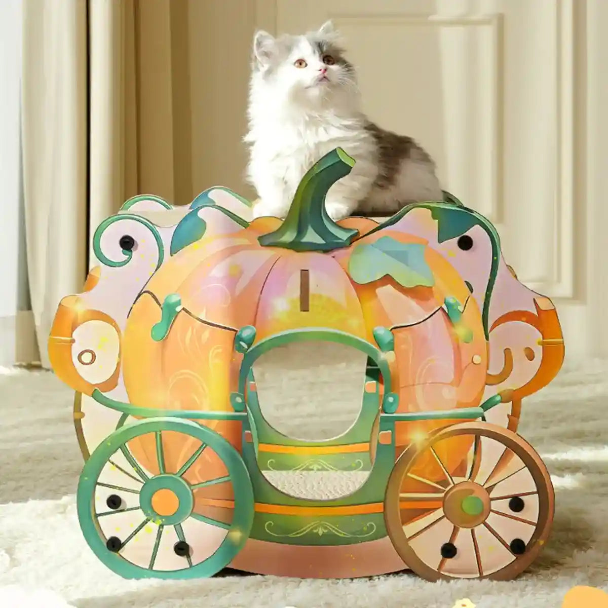Pumpkin Cart Cat Nest for Multi-Cat Homes Scratching & Climbing Bed