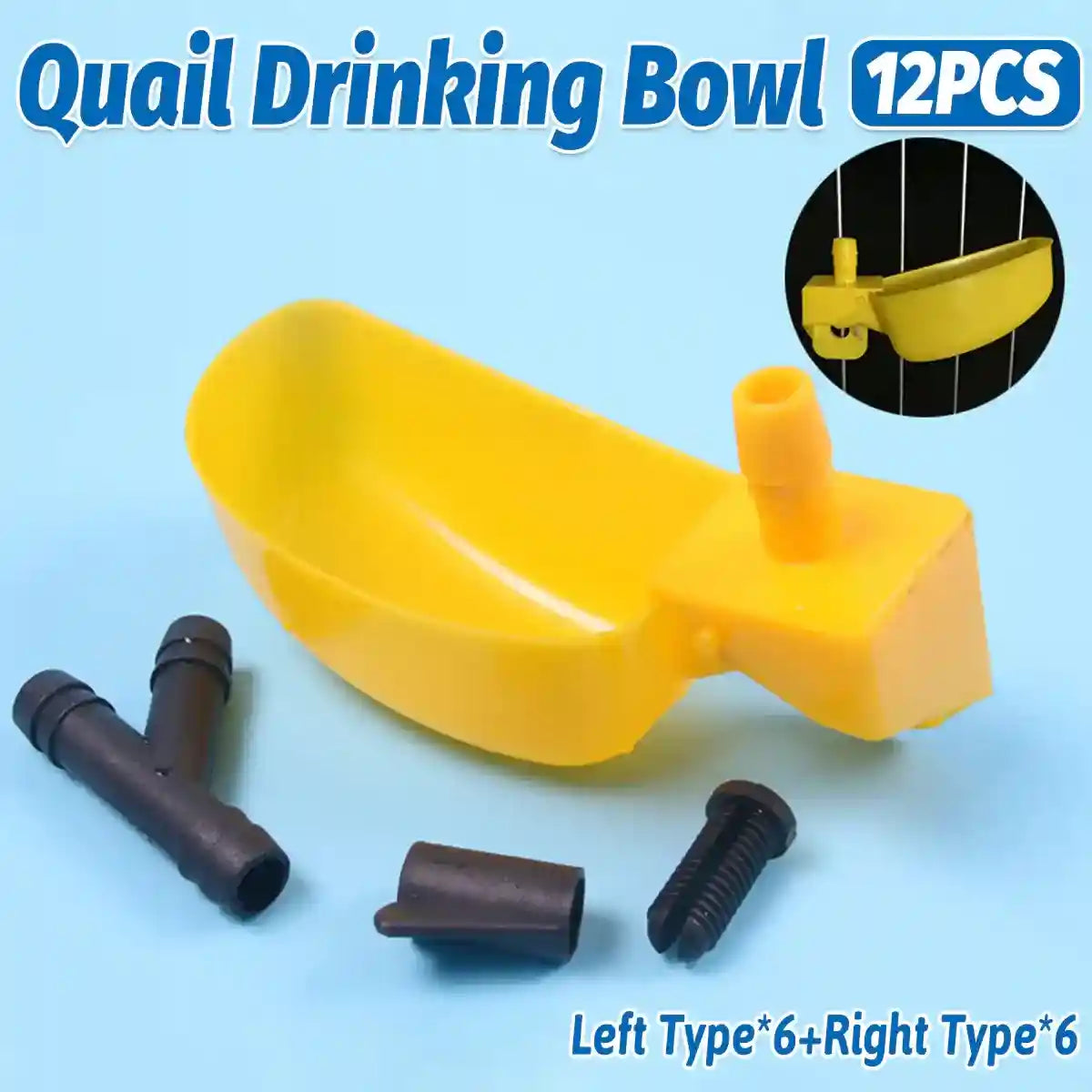 12PCS Automatic Bird Drinker Bowl for Quail and Small Poultry Cages