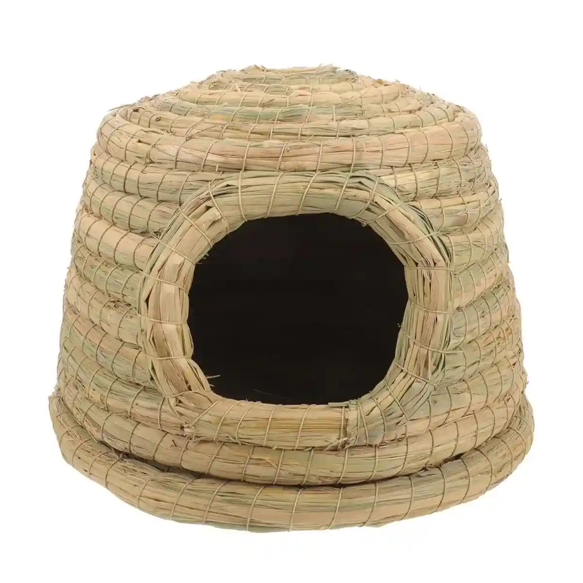 Cozy Straw Rabbit House with Detachable Base for Small Pets