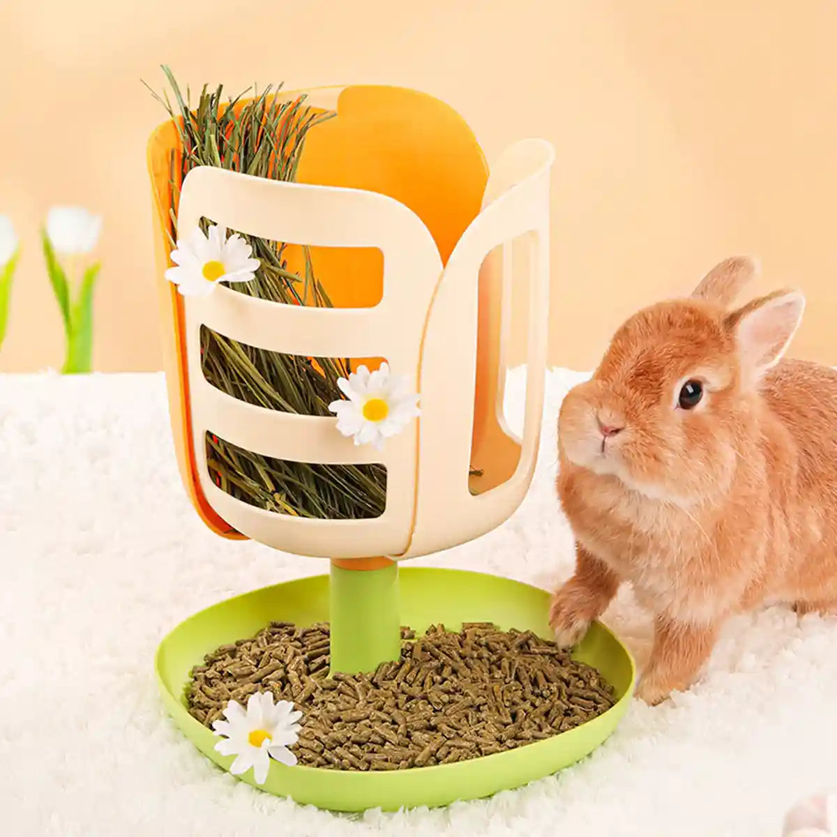 Rabbit Grass Feeder 2-in-1 Hay Food Dispenser