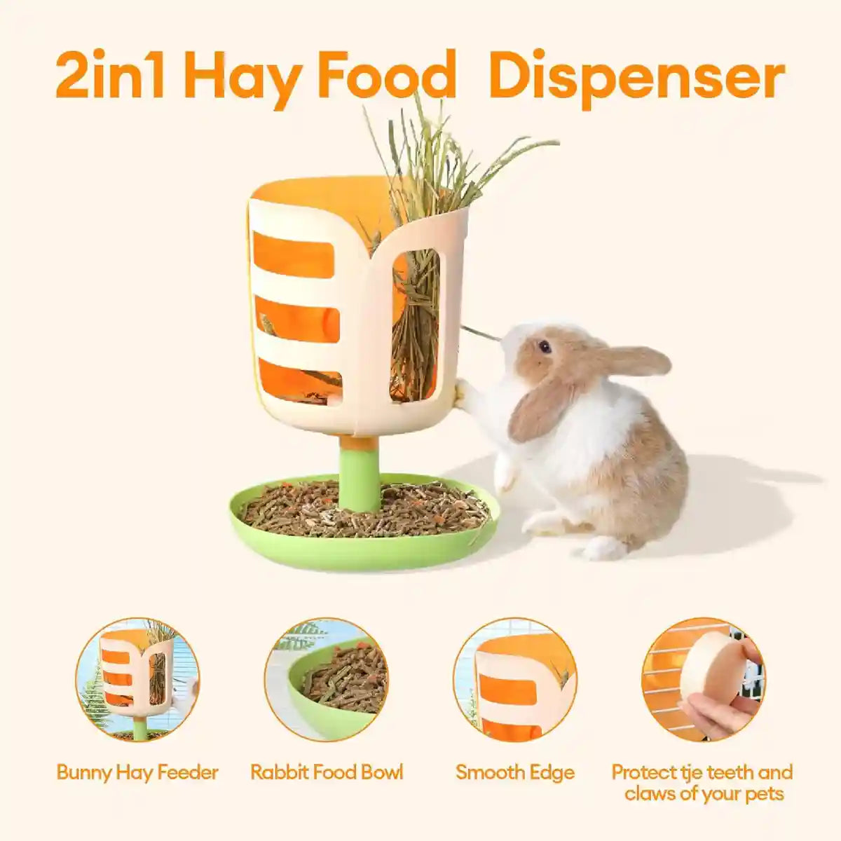 Rabbit Grass Feeder 2-in-1 Hay Food Dispenser