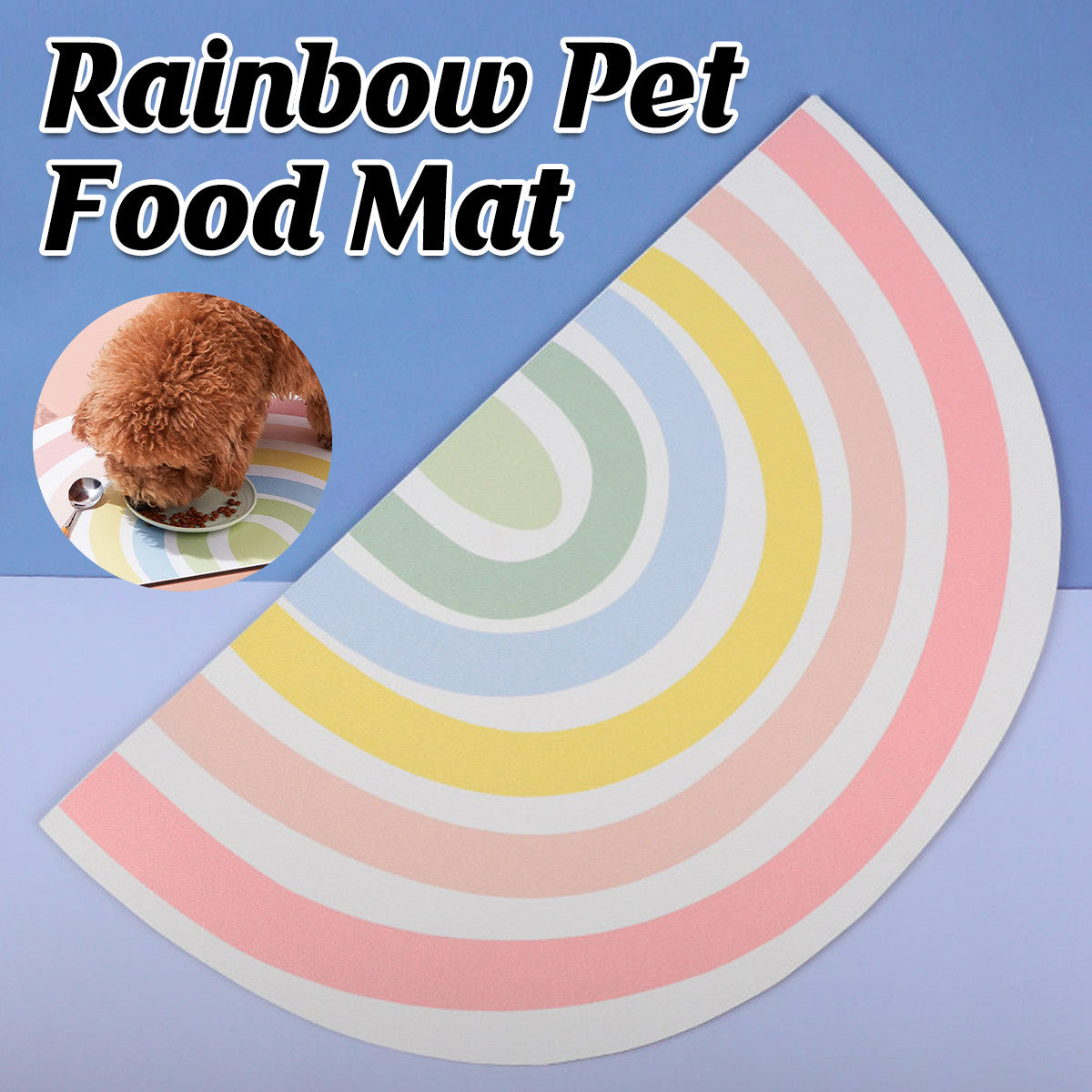 Rainbow Pet Food Mat Waterproof Non-Slip