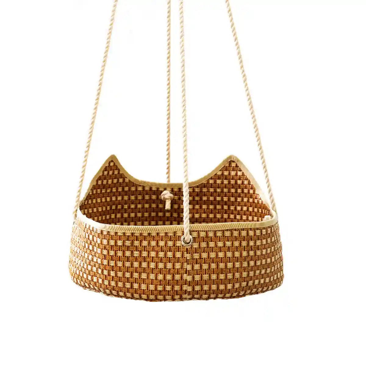 Handmade Cat Hammock Bed Breathable Straw Hanging Pet Rest with Hooks