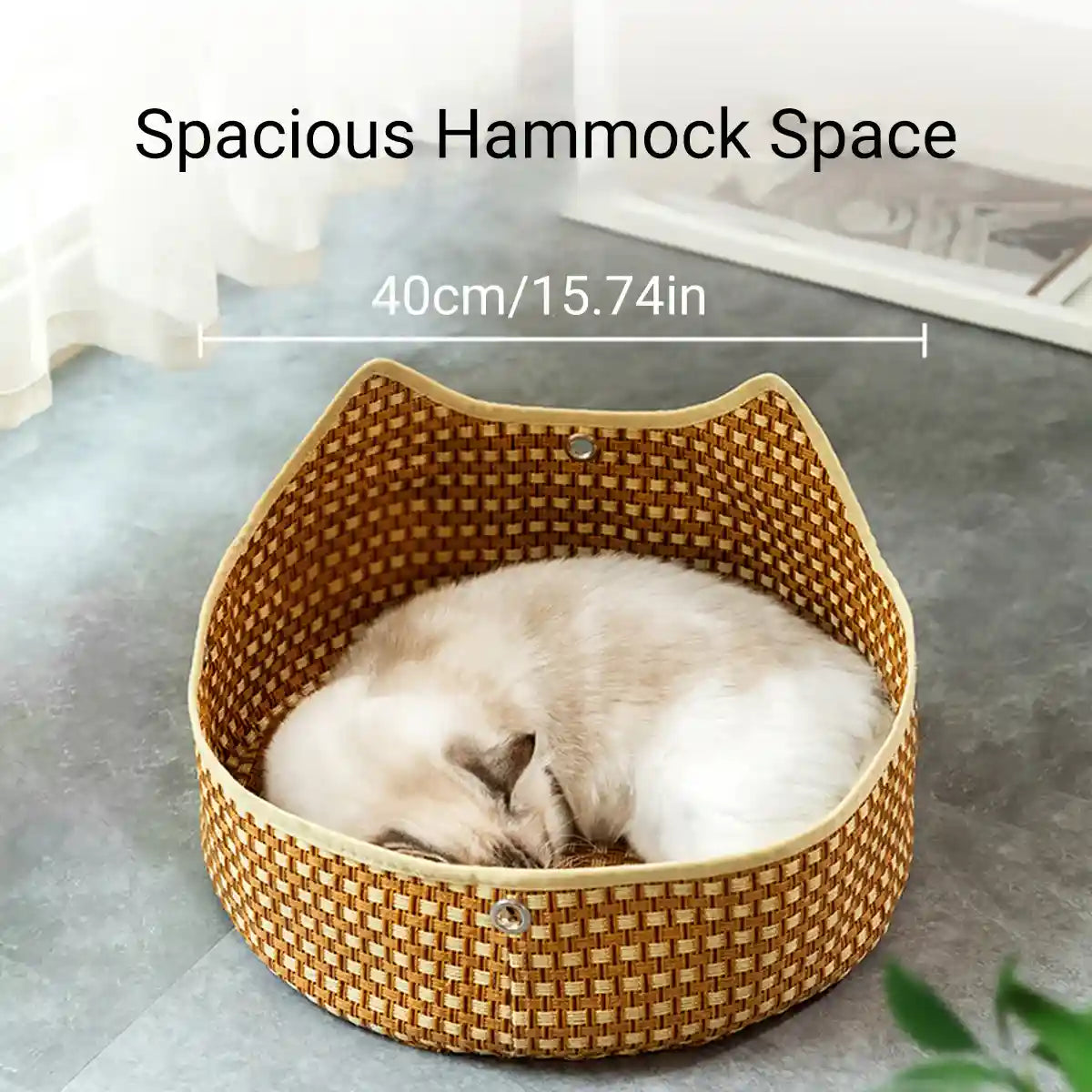 Handmade Cat Hammock Bed Breathable Straw Hanging Pet Rest with Hooks