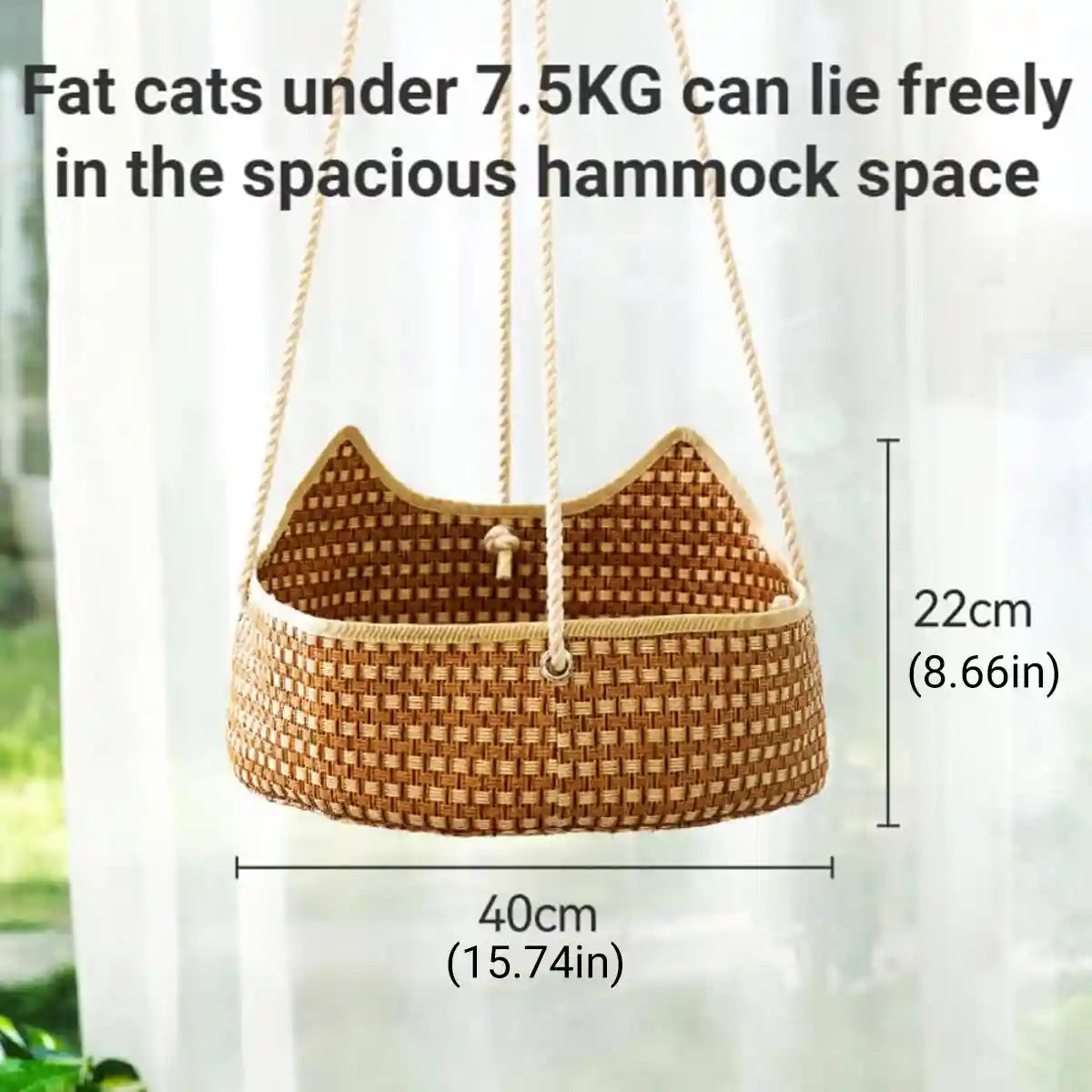 Handmade Cat Hammock Bed Breathable Straw Hanging Pet Rest with Hooks