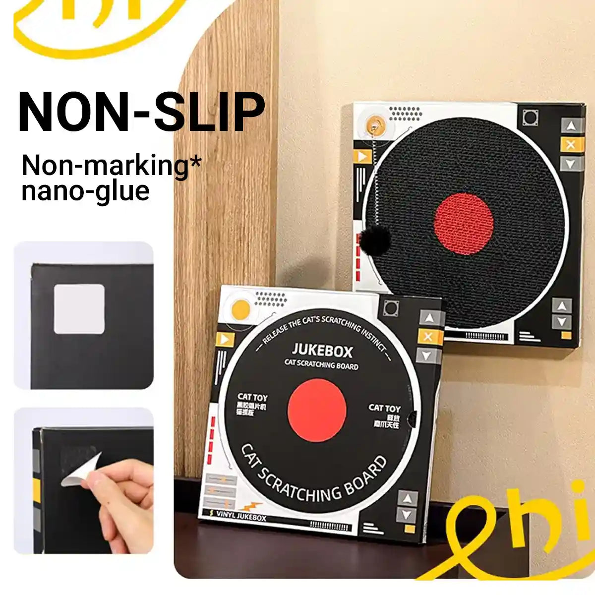 DJ Turntable Cat Scratching Board Interactive Cat Toy with Spring Ball