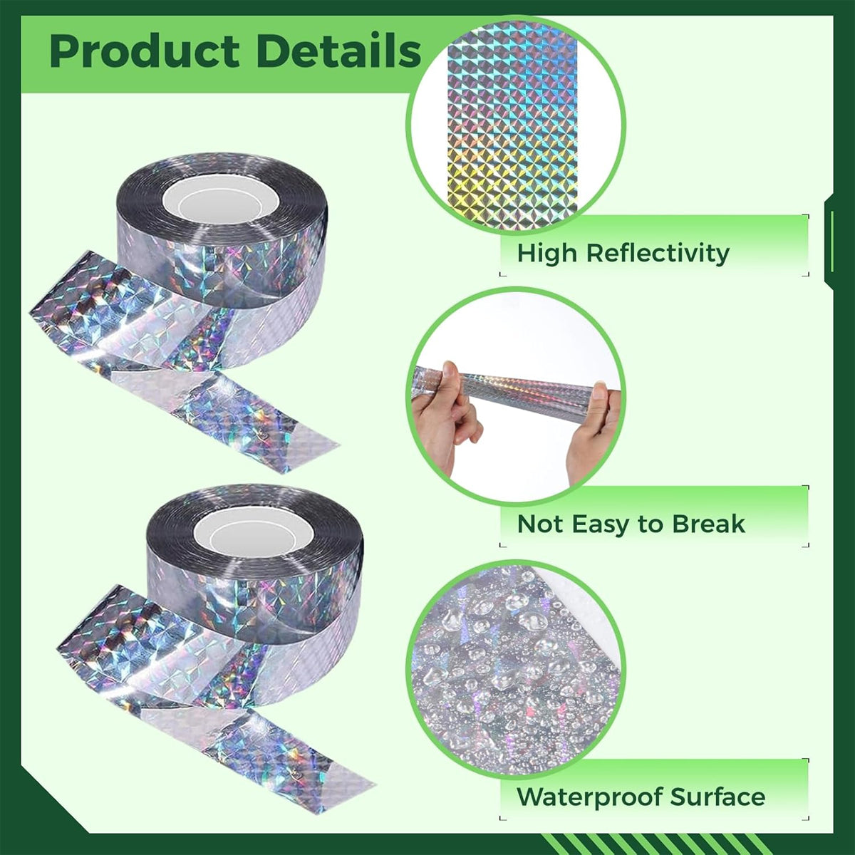 Reflective Bird Deterrent Ribbon Tape for Garden & Orchard Protection