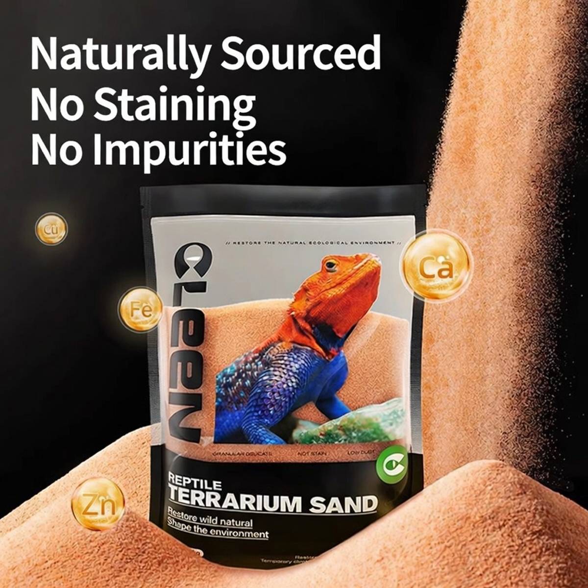 Reptile Calcium Sand - Cleen Climbing Pet Vivarium Substrate (Orange)