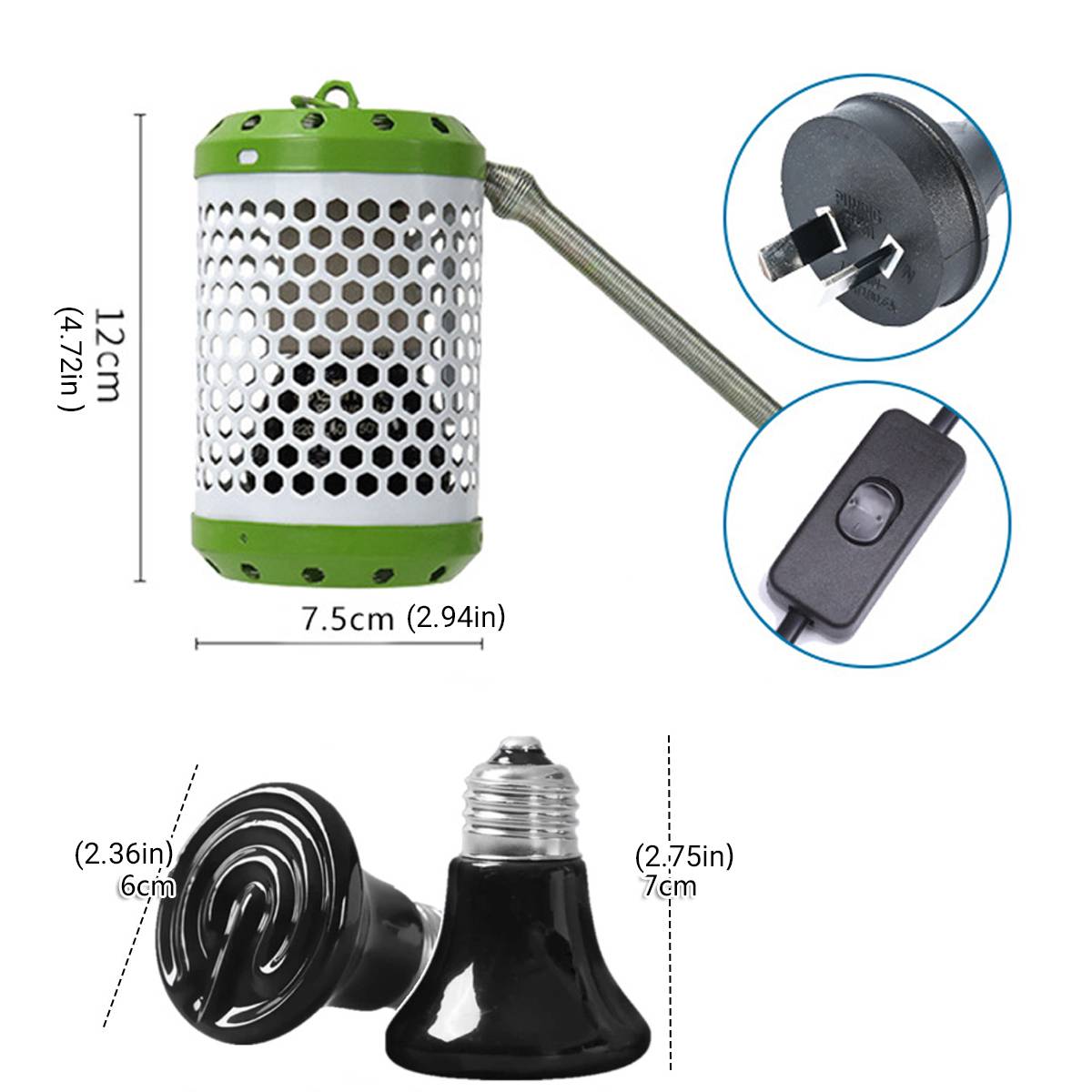 Reptile Ceramic Heat Lamp Set | Adjustable Terrarium Heating Light
