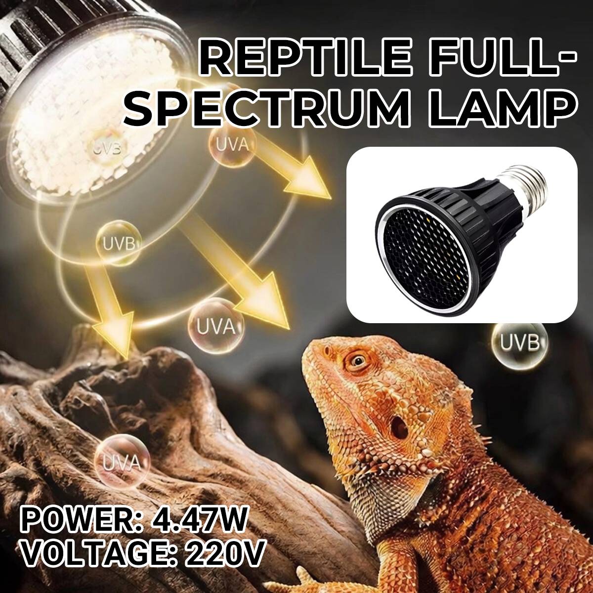Reptile Basking Lamp - Full Spectrum Turtle Heat Lamp