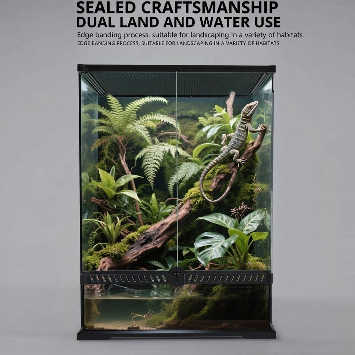 Reptile Terrarium Glass Tank with Double Doors
