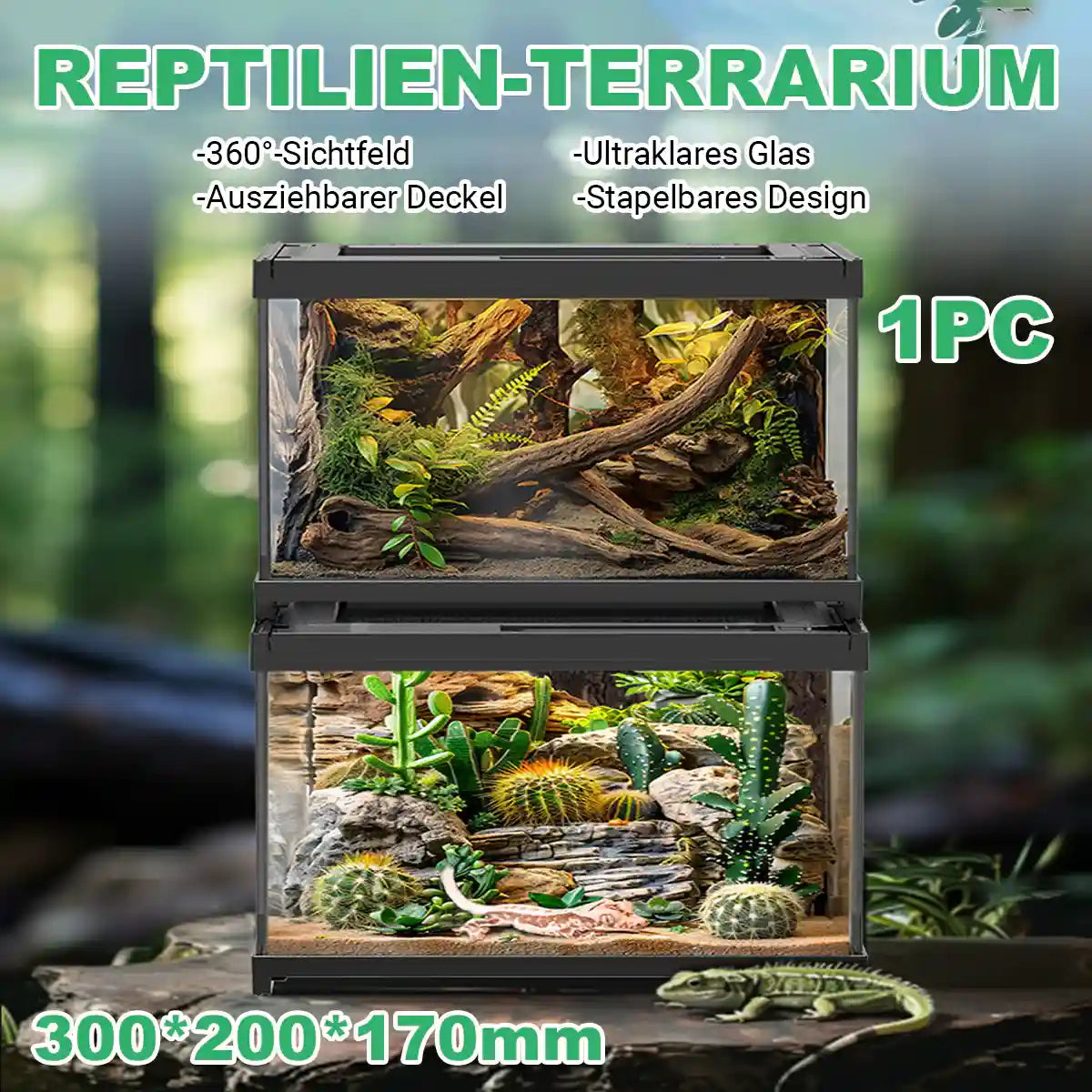 Glass Reptile Terrarium Habitat Tank