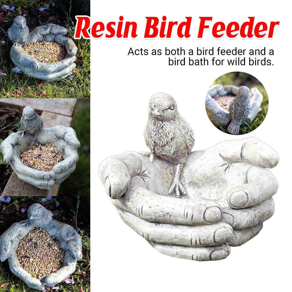 Resin Bird Feeder Garden Bird Bath Bowl