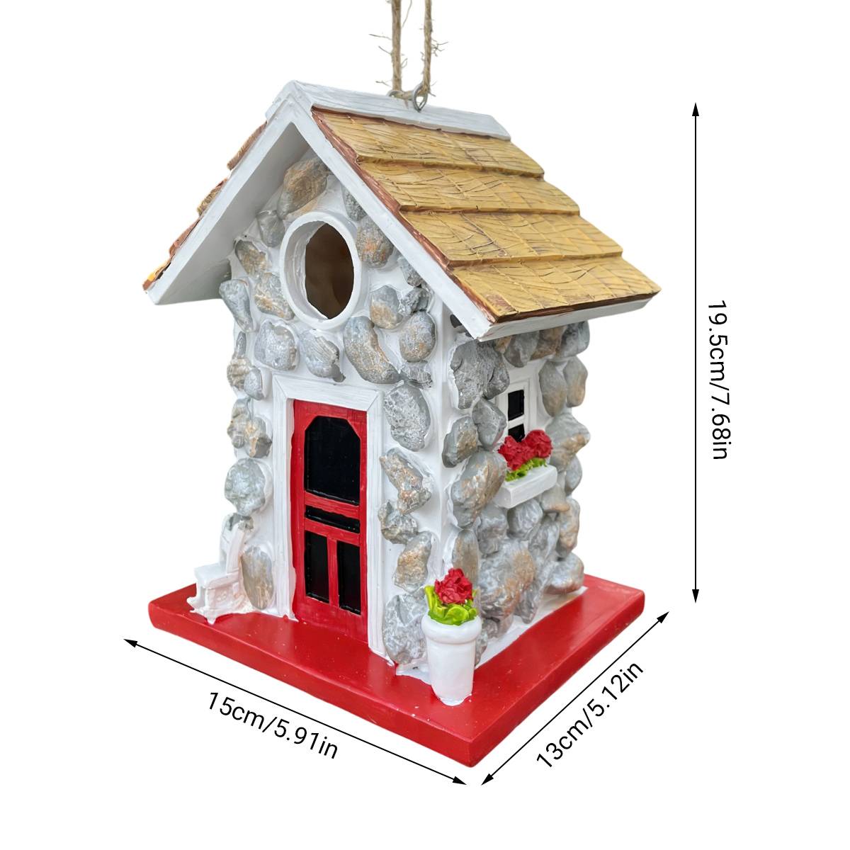 Bird House Stone Cottage Resin Nest