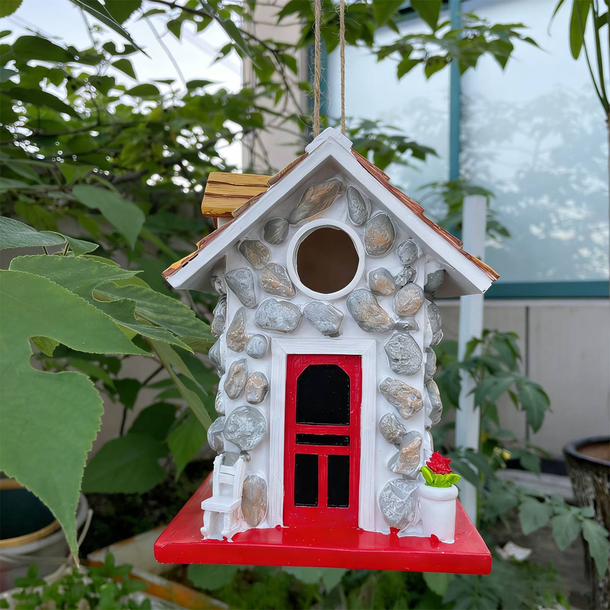 Bird House Stone Cottage Resin Nest
