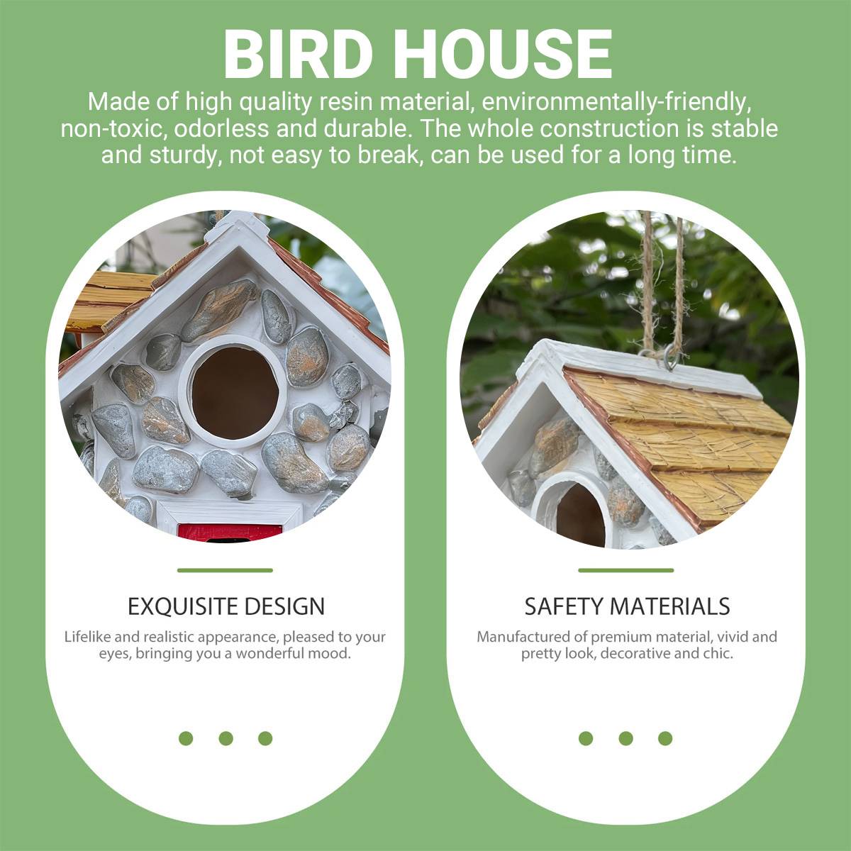 Bird House Stone Cottage Resin Nest