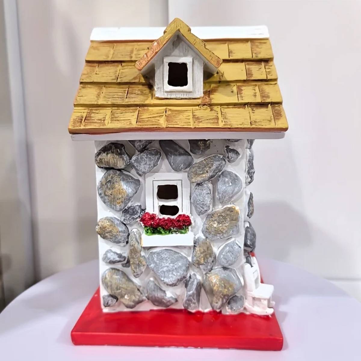 Bird House Stone Cottage Resin Nest
