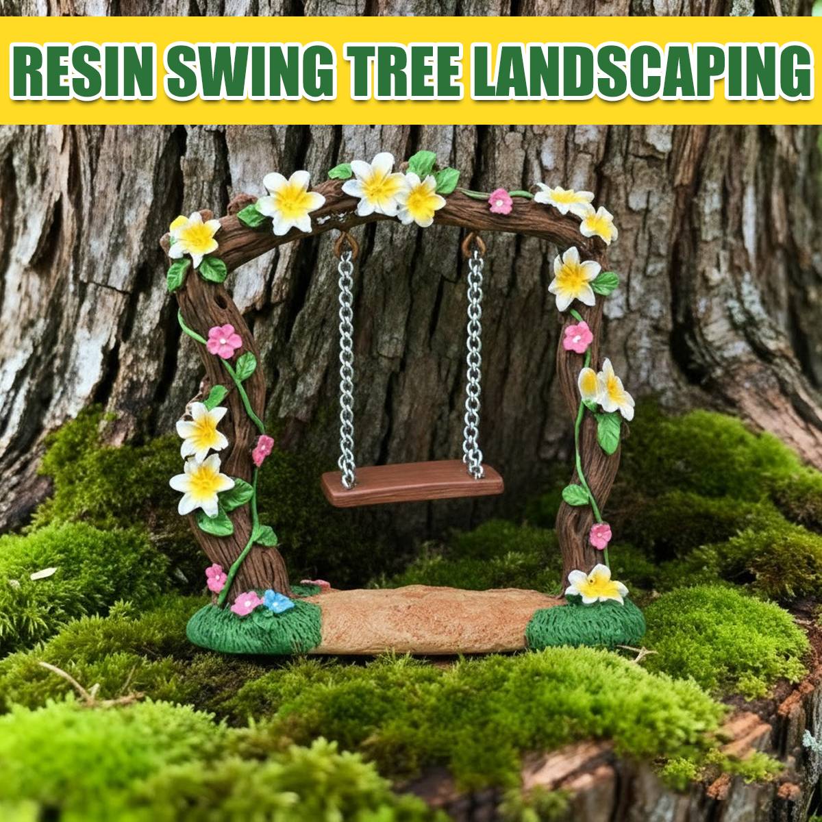 Miniature Resin Swing Garden Decor