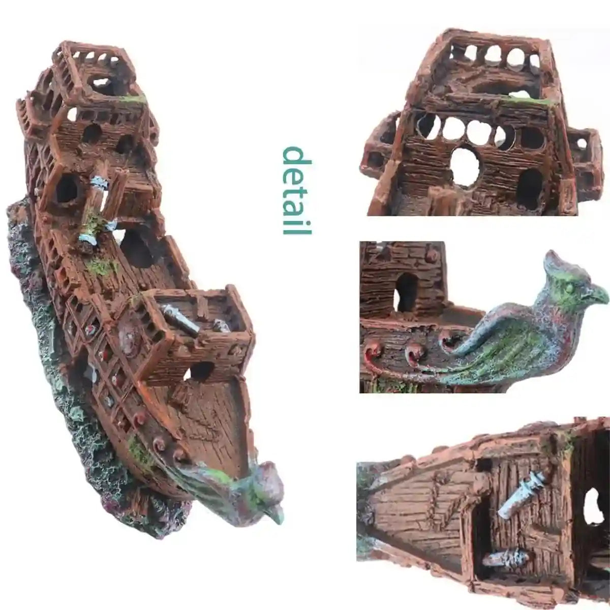 Pirate Ship Aquarium Ornament Resin Shipwreck Fish Tank Decor