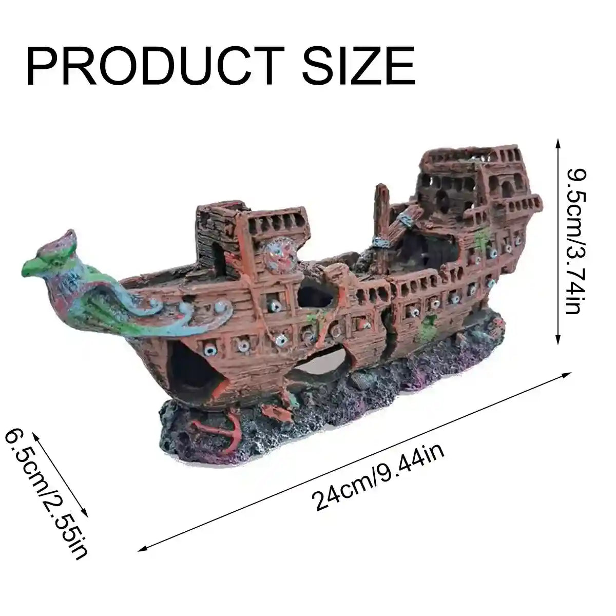 Pirate Ship Aquarium Ornament Resin Shipwreck Fish Tank Decor