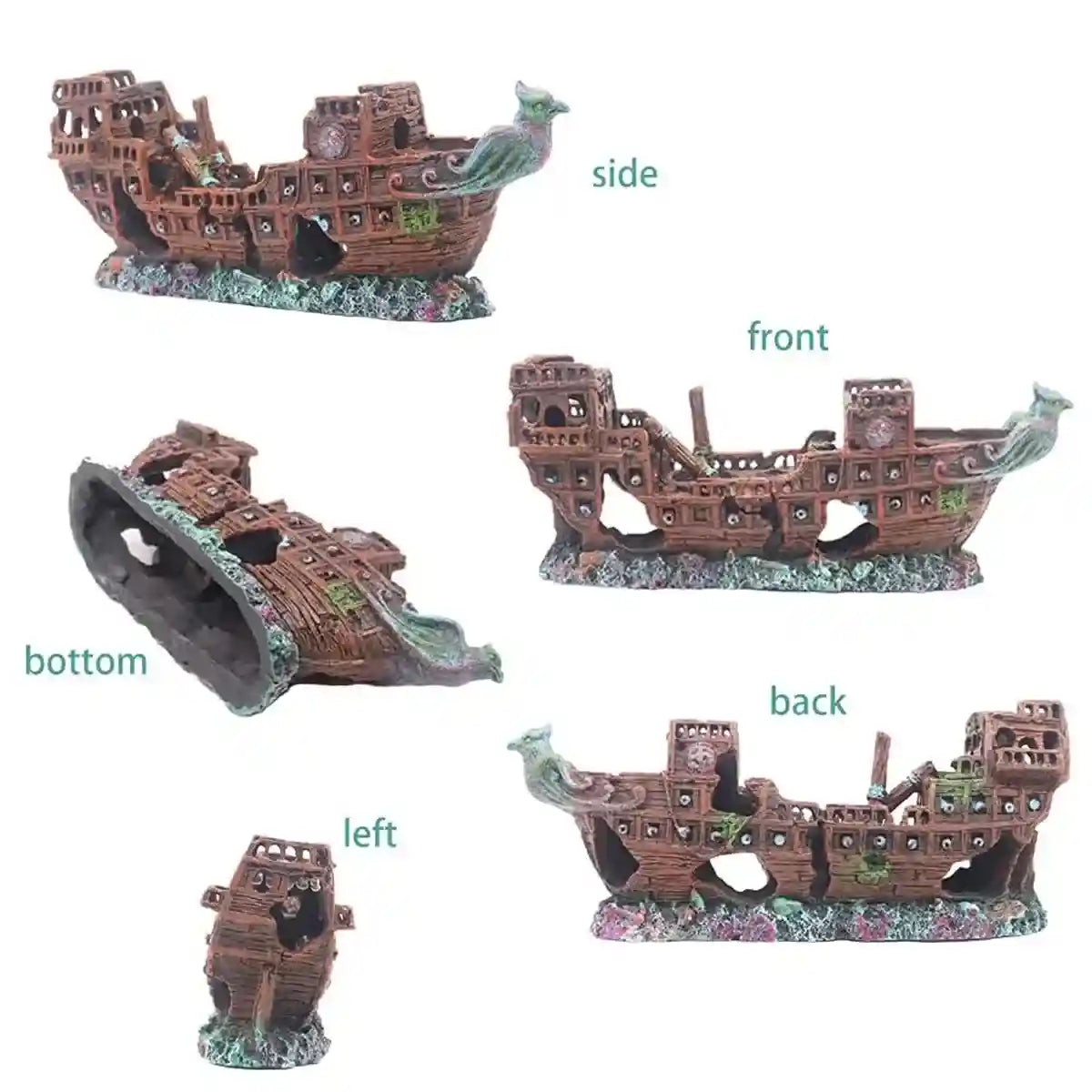 Pirate Ship Aquarium Ornament Resin Shipwreck Fish Tank Decor