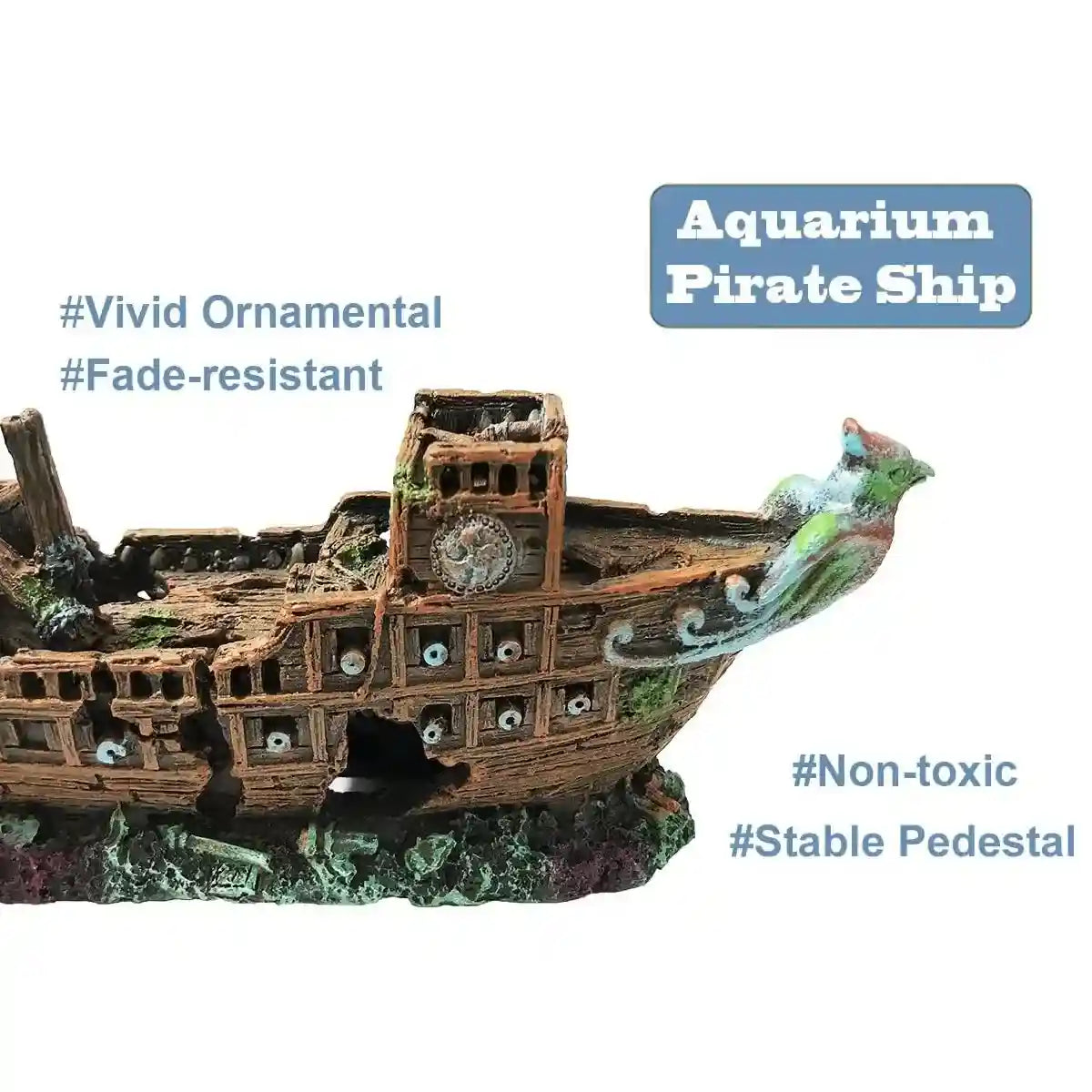Pirate Ship Aquarium Ornament Resin Shipwreck Fish Tank Decor