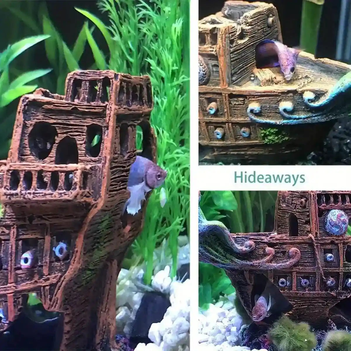 Pirate Ship Aquarium Ornament Resin Shipwreck Fish Tank Decor