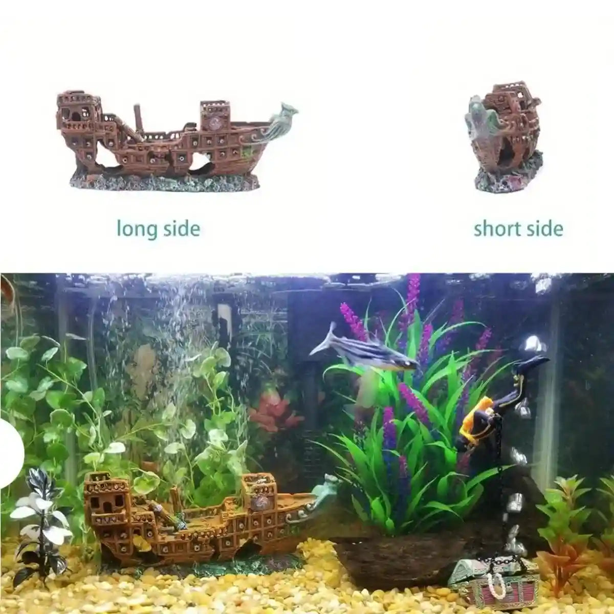 Pirate Ship Aquarium Ornament Resin Shipwreck Fish Tank Decor