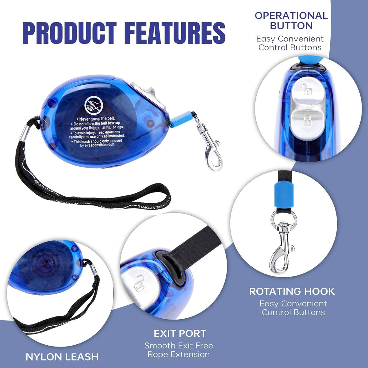 Retractable Dog Leash With One-Button Lock