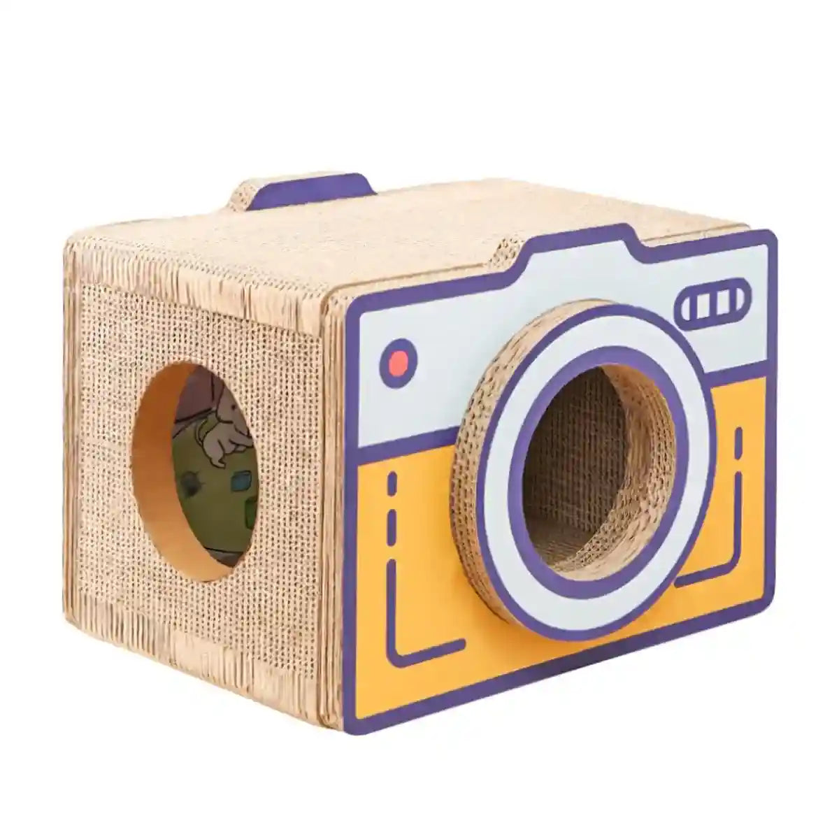 Retro Camera Style Cat Scratcher House