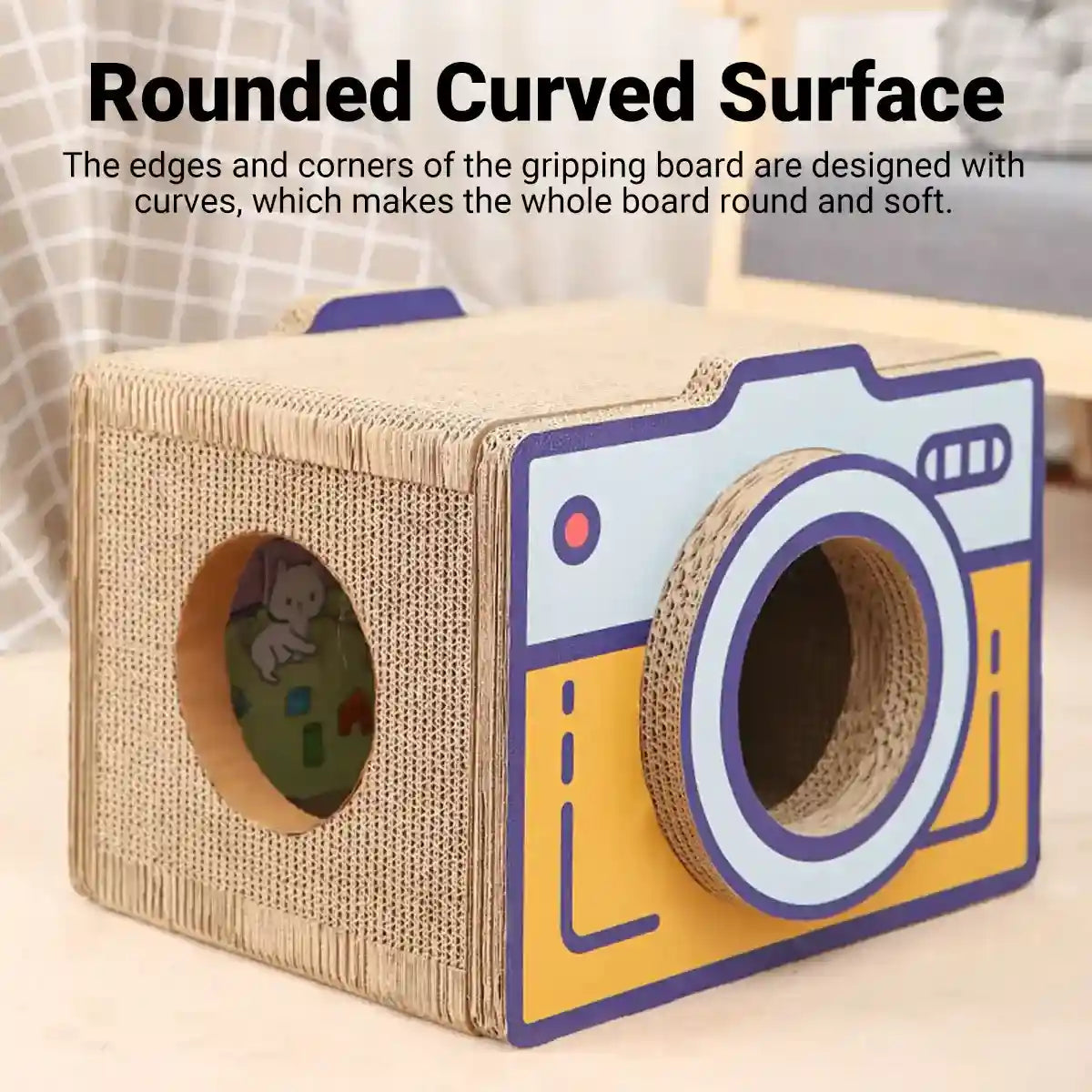 Retro Camera Style Cat Scratcher House