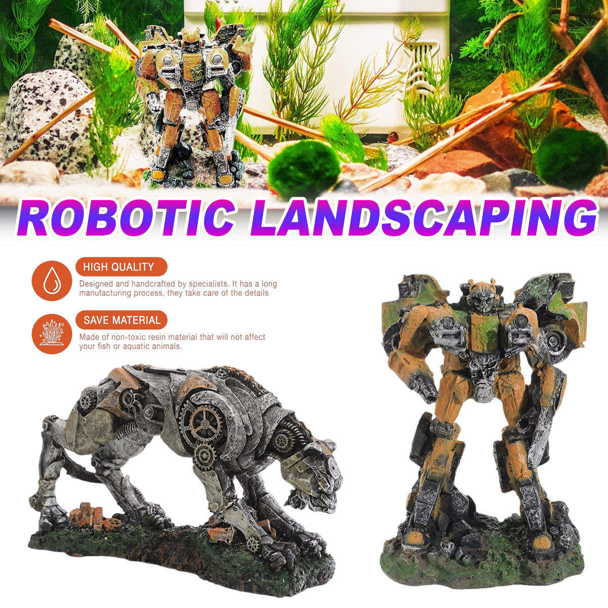 Robotic Aquarium Ornament Resin Fish Tank Decoration